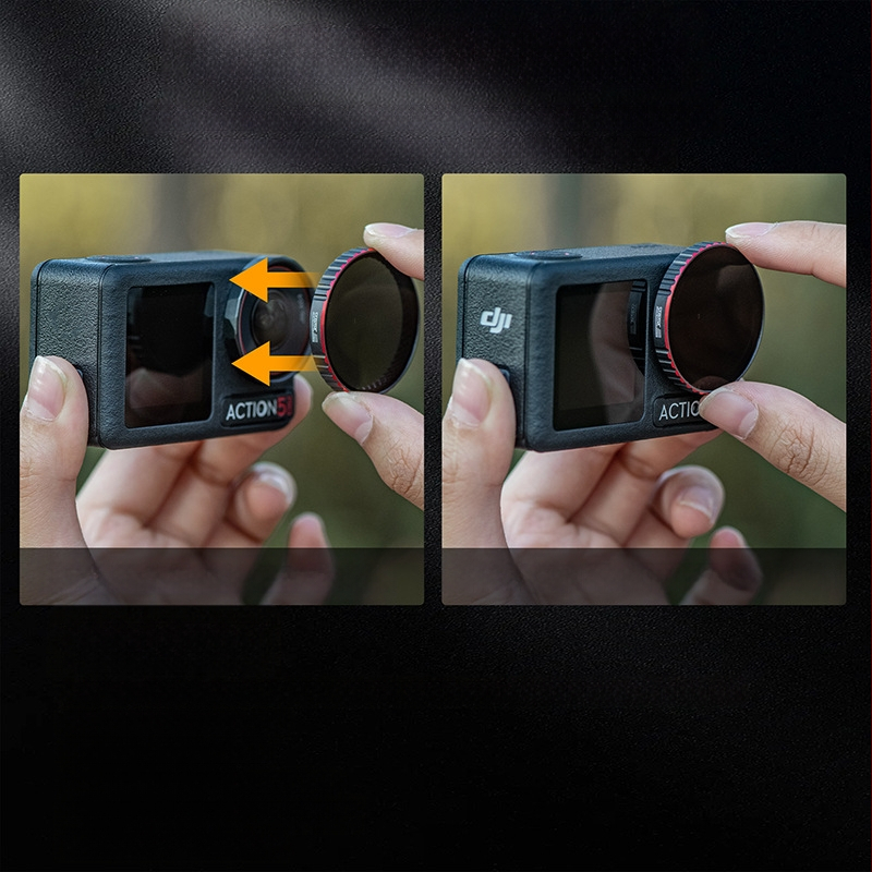SET FILTRI STARTRC pentru DJI Action5 Pro: Filtru impermeabil, Polarizator CPL și Filtru ND — Cadru din aliaj de aluminiu + sticlă