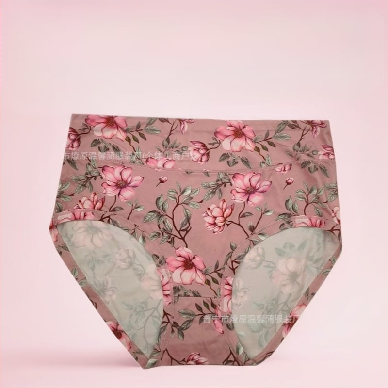Lenjerie intimă plus size cu imprimeu floral din Milk Silk, talie înaltă, ridicare a posteriorului, respirabilă