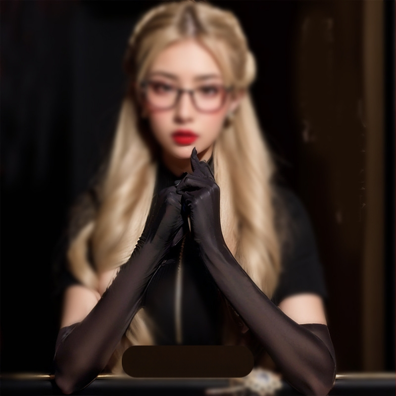 Найлонови ръкавици за пръсти, прозрачен декоративен аксесоар, монохромен дизайн, за жени, през всички сезони