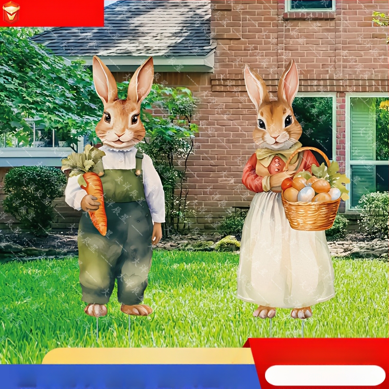 Εξωτερικό διακοσμητικό σήμα για το Πάσχα με λαγό και αυγά, ρετρό διακόσμηση κήπου, μάρκα Ocean