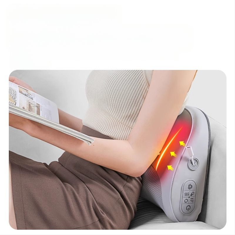 Električna višenamjenska masažna jastučnica za vrat i ramena, auto i dom, 6+ masažnih glava, punjiva, treća brzina, vibracije, toplinski kompres, gniječenje