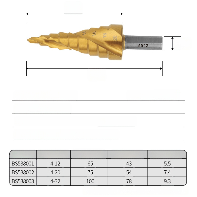 Persia Стъпково свредло, пагодова форма, неръждаема стомана с висока твърдост, универсално пробиване, многофункционално