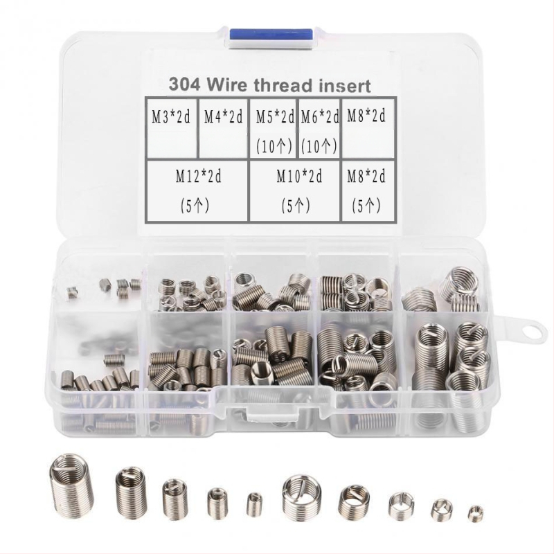 Комплект навивни вложки от 304 неръждаема стомана, диапазон M3×2D–M12×2D, съгласно ASME/ANSI B18.13.1M-2-2003