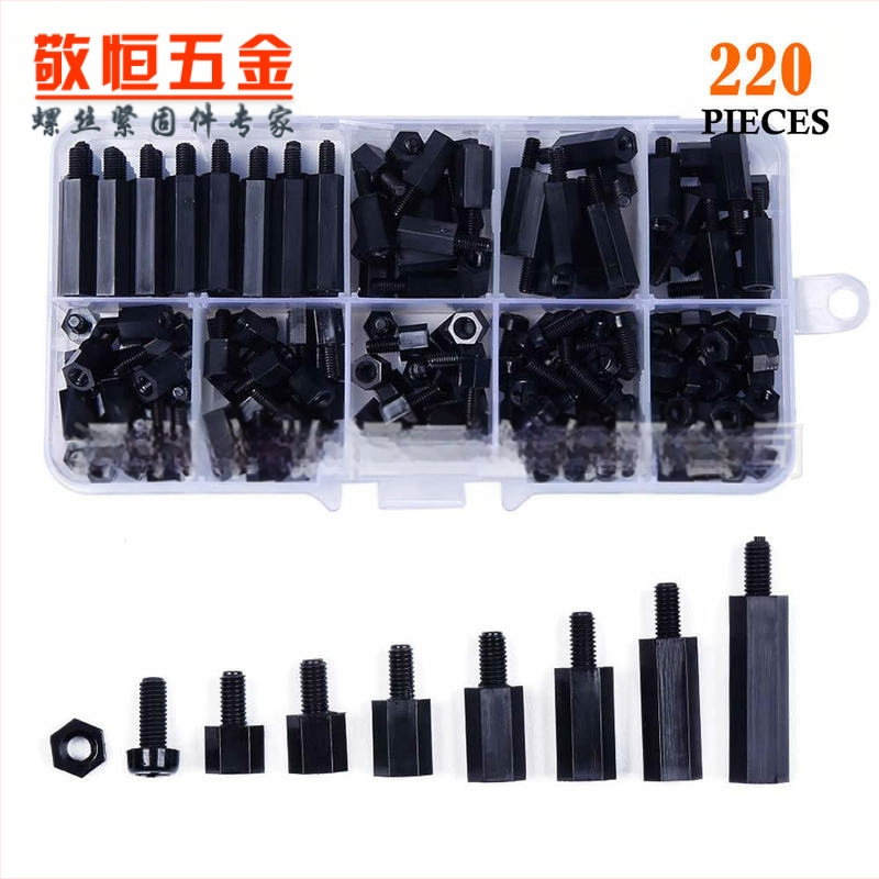 M3 нейлонови винтове и гайки, комплект с изолиращи колони, опакован в кутия