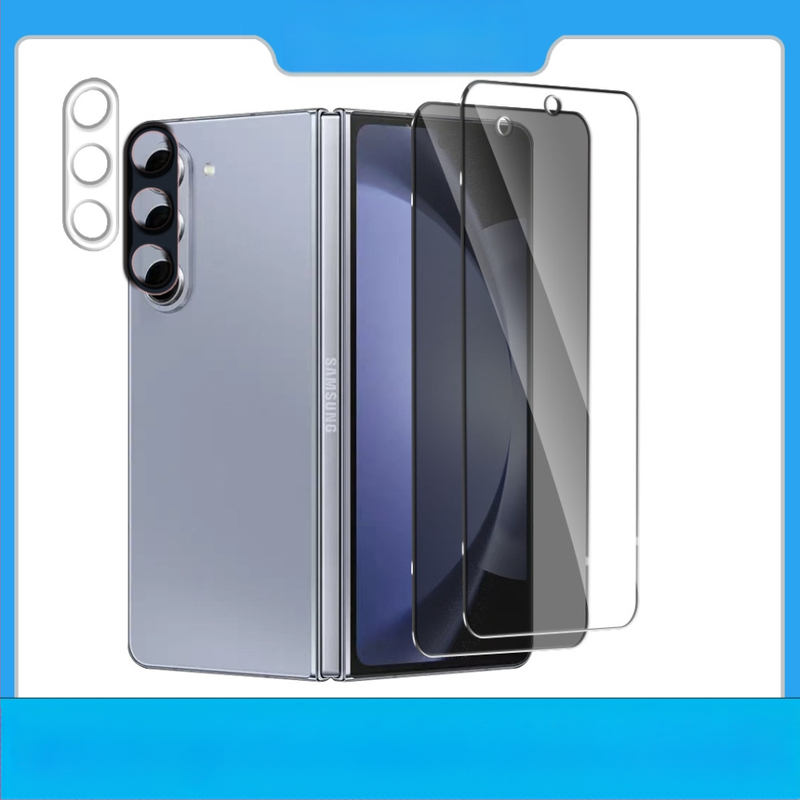 Galaxy Z Fold5 закалено стъкло за преден и заден екран и лещи – пълно покритие, HD яснота, анти отпечатъци, анти синя светлина, устойчиво на падане
