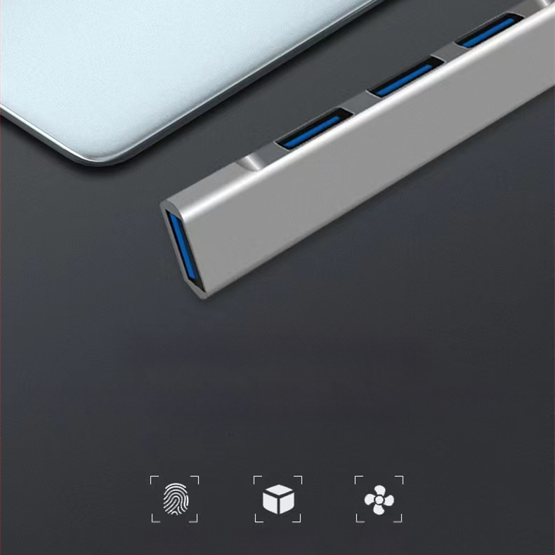 USB-C 4-port USB 3.0 hubas nešiojamojo kompiuterio dokavimo stotis, aliuminio korpusas, be išorinio maitinimo