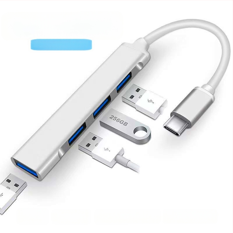 USB-C 4-port USB 3.0 hubas nešiojamojo kompiuterio dokavimo stotis, aliuminio korpusas, be išorinio maitinimo