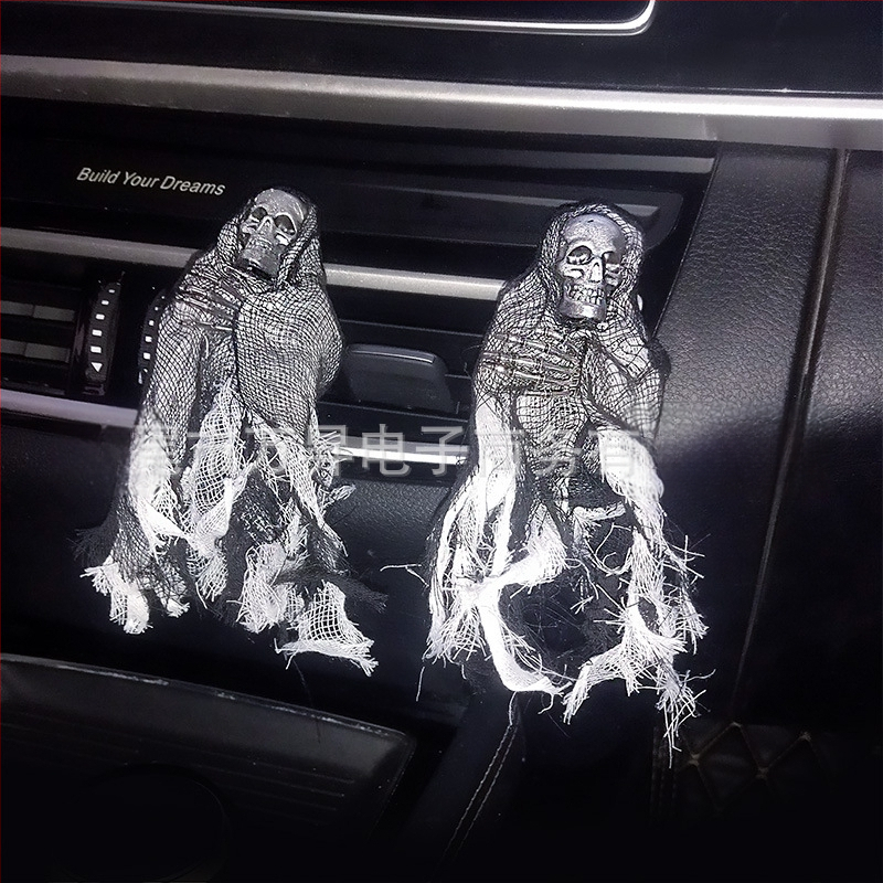 Автомобилна таблетка ароматизатор със мотив череп и Хелоуин, клип за въздуховод, флорален аромат, съдържание под 5 ml, време на изпароване 1-15 дни