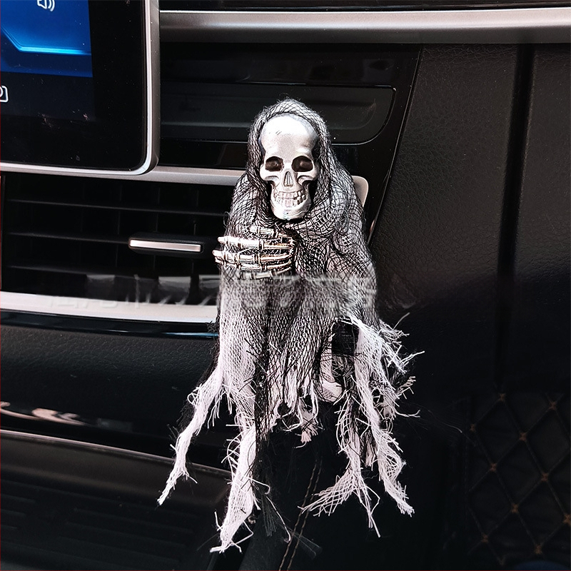 Автомобилна таблетка ароматизатор със мотив череп и Хелоуин, клип за въздуховод, флорален аромат, съдържание под 5 ml, време на изпароване 1-15 дни