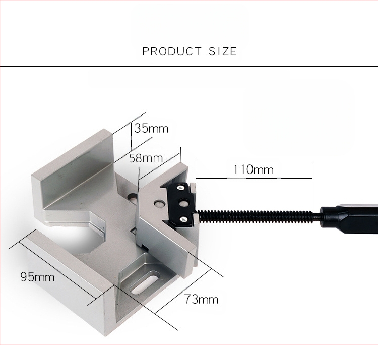 Алуминиев ъглов клип със единична дръжка, 90°, за дърводелство, DIY рамки, аквариуми и мебели