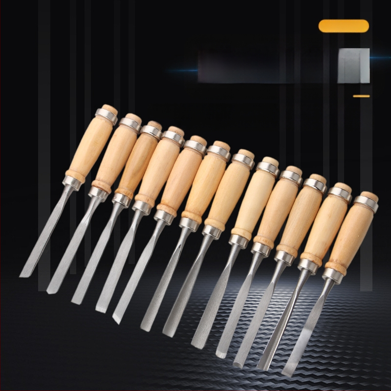 Medžio drožybos įrankių rinkinys – 12 dalių, peiliai ir kaltai drožybai, rankų darbo šaknų drožyba, medienos apdirbimo įrankių rinkinys