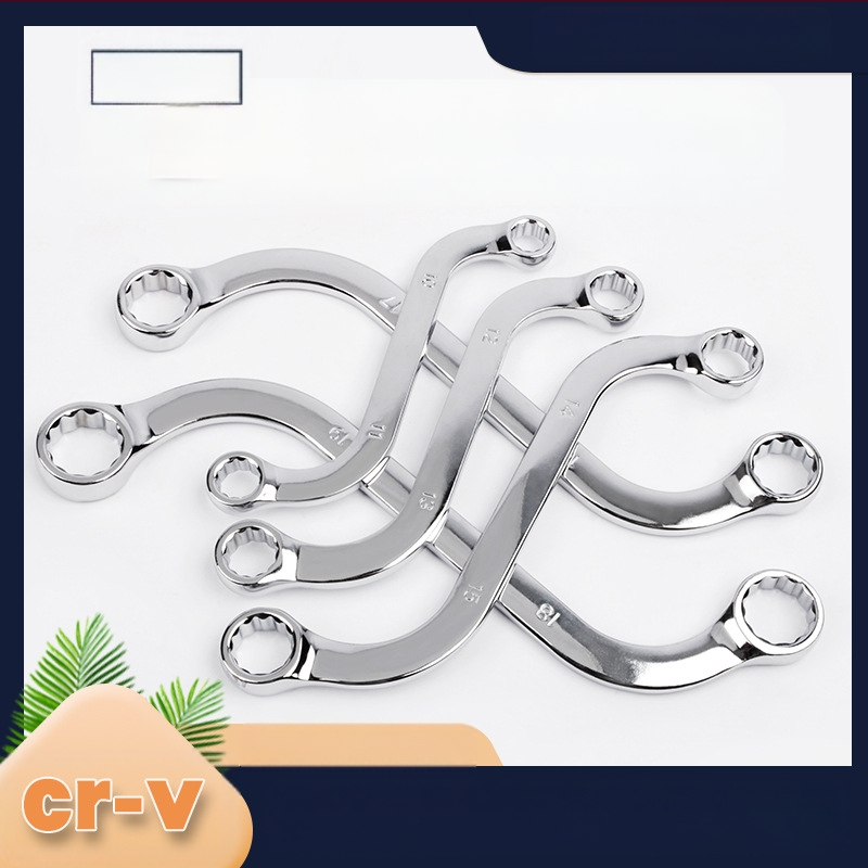 Musen Hall 5-частен комплект Plum wrench с S-образна двойна глава, U- и C-образни плочи, извити дръжки, двупосочен шестограмен ключ; материал: хром-ванадиева стомана, повърхност: полирано хромиране