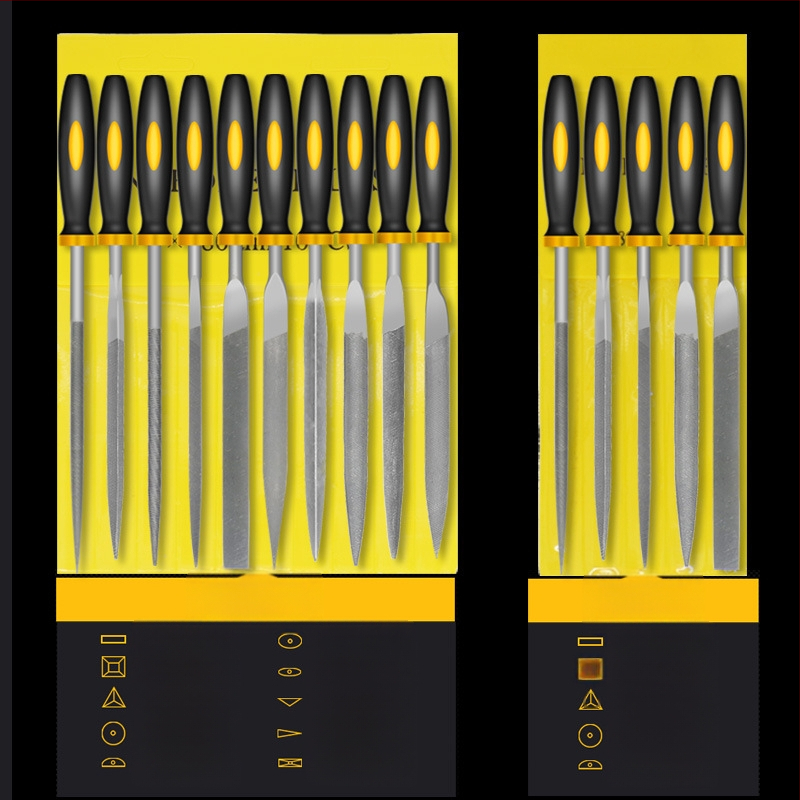 Комплект разнородни файлове, стоманени плоски файлове с двойна зъбна шарка, 10 части за дървообработване