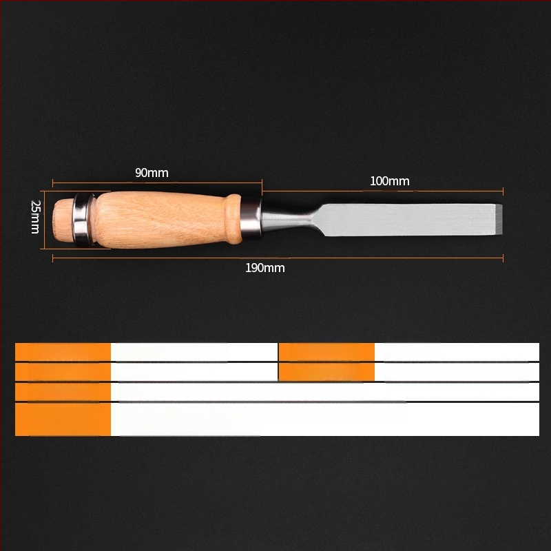 Medienos apdirbimo kaltai iš chromo-vanadžio plieno su kietmedžio rankena – pilnas komplektas plokščių ir kampinių kaltų