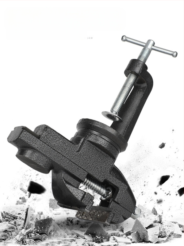 Table Vise – 360° завъртане, литая стомана, плоски челюсти, мултифункционален домашен държач за стягане