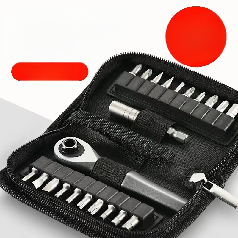 22-in-1 atsuktuvų rinkinys su ratuku ir magnetinėmis CR-V plieno bitėmis, 260 g