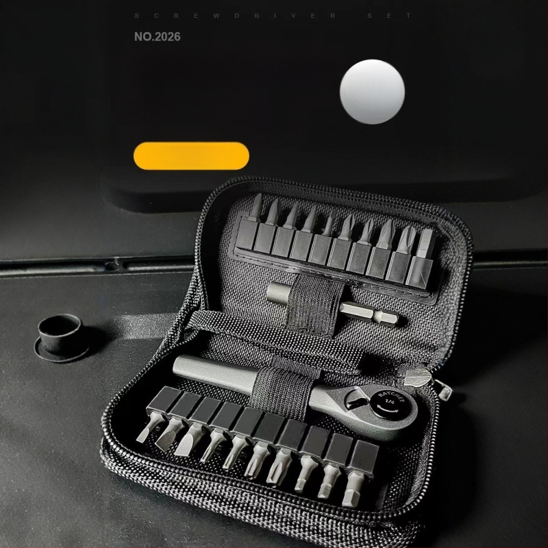 22-in-1 atsuktuvų rinkinys su ratuku ir magnetinėmis CR-V plieno bitėmis, 260 g