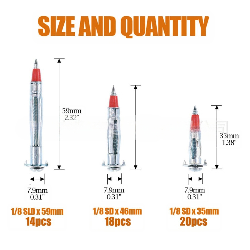 Комплект кухи разширителни винтове от галванизирана въглеродна стомана, степен на изпълнение 4.8, клас A, стандарт JB/ZQ4763-2006