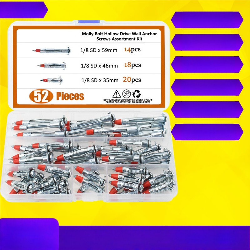 Комплект кухи разширителни винтове от галванизирана въглеродна стомана, степен на изпълнение 4.8, клас A, стандарт JB/ZQ4763-2006