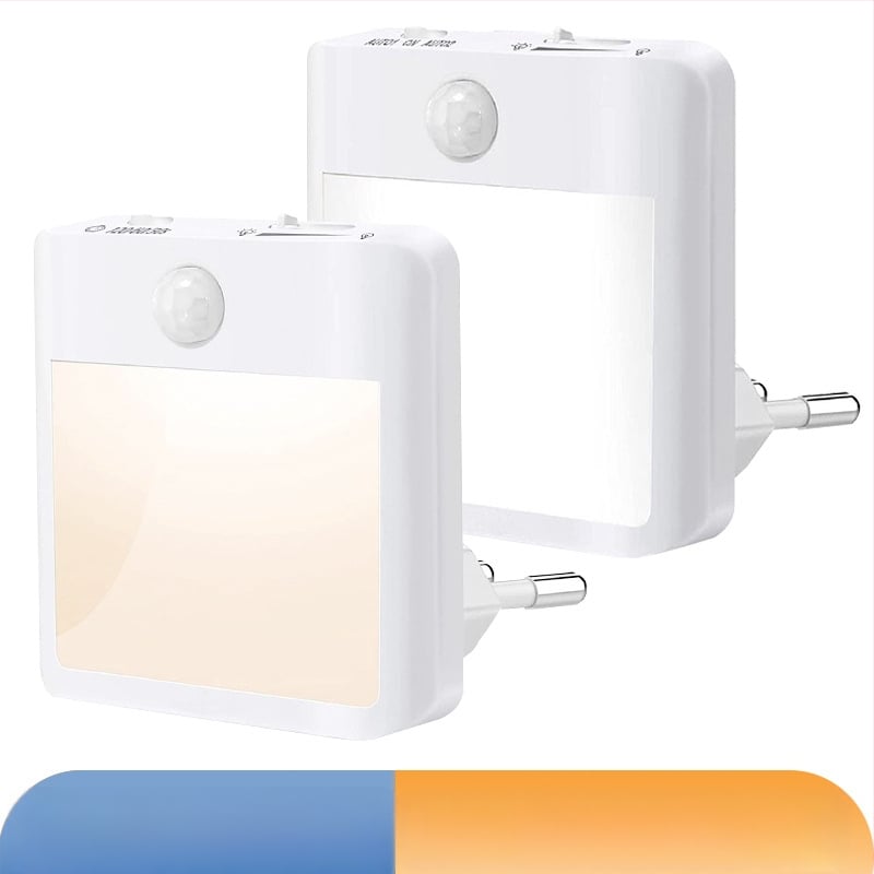 Dugaszolható PIR éjjeli lámpa, szemvédő LED-del, 110–230V, érzékelési tartomány 5–8 m, 0,8W, NL001, PC ház