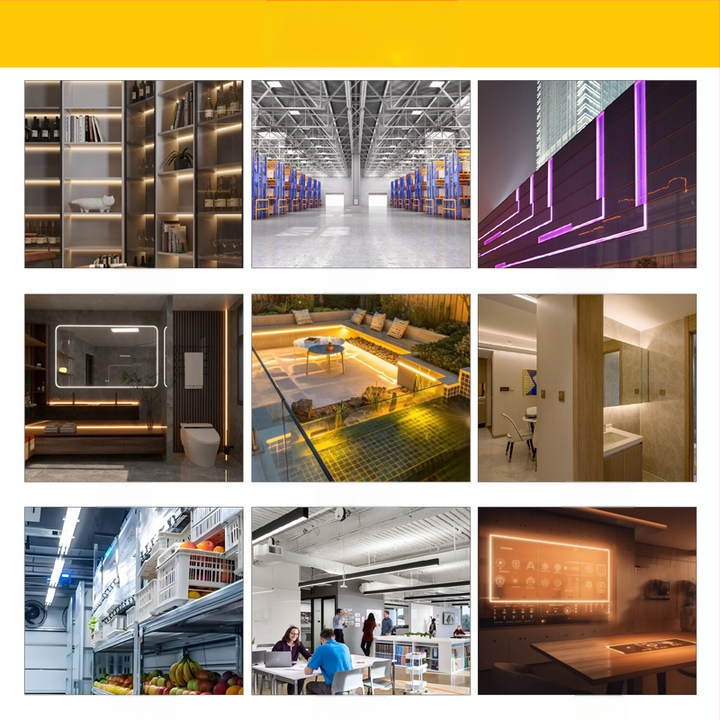 LED-szalag U-alakú kialakítás, nyitott szereléshez, merev fénycső tok, modell L054, anyag alumíniumötvözet + műanyag lámpaernyő, oxidált felület, beltéri világításhoz