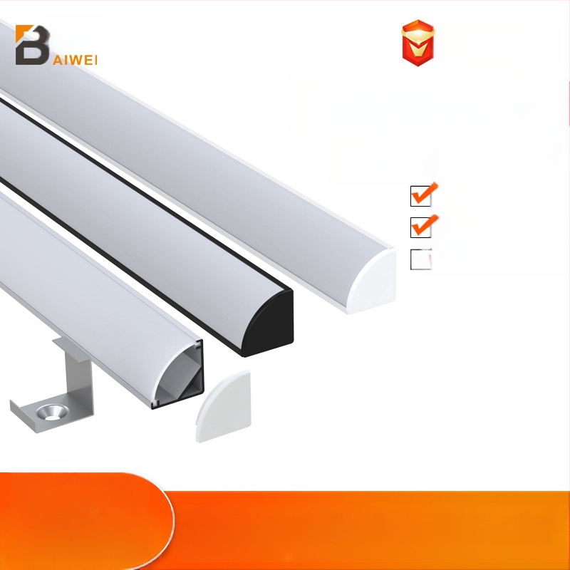 LED лента светлина, У-образен дизайн с открит монтаж, твърд корпус за LED лента, модел L054, алуминиева сплав + пластмасов абажур, повърхност оксидация, за вътрешно осветление
