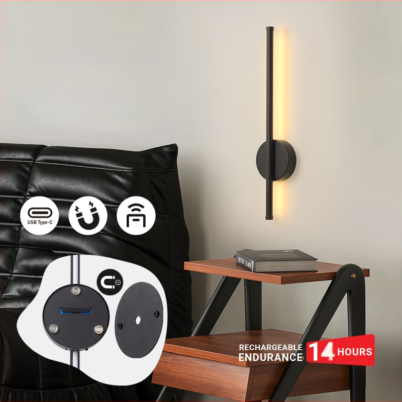 Apaļā magnētiskā sienas gaisma ar LED, ar tālvadību, bez vadiem, alumīnija korpuss, nordiskais stils