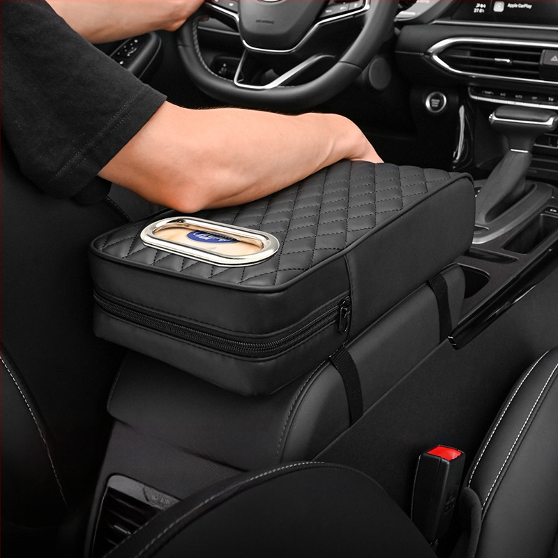 Подлакътник за автомобил, кожен, мемори пяна, модел APR02, универсална съвместимост