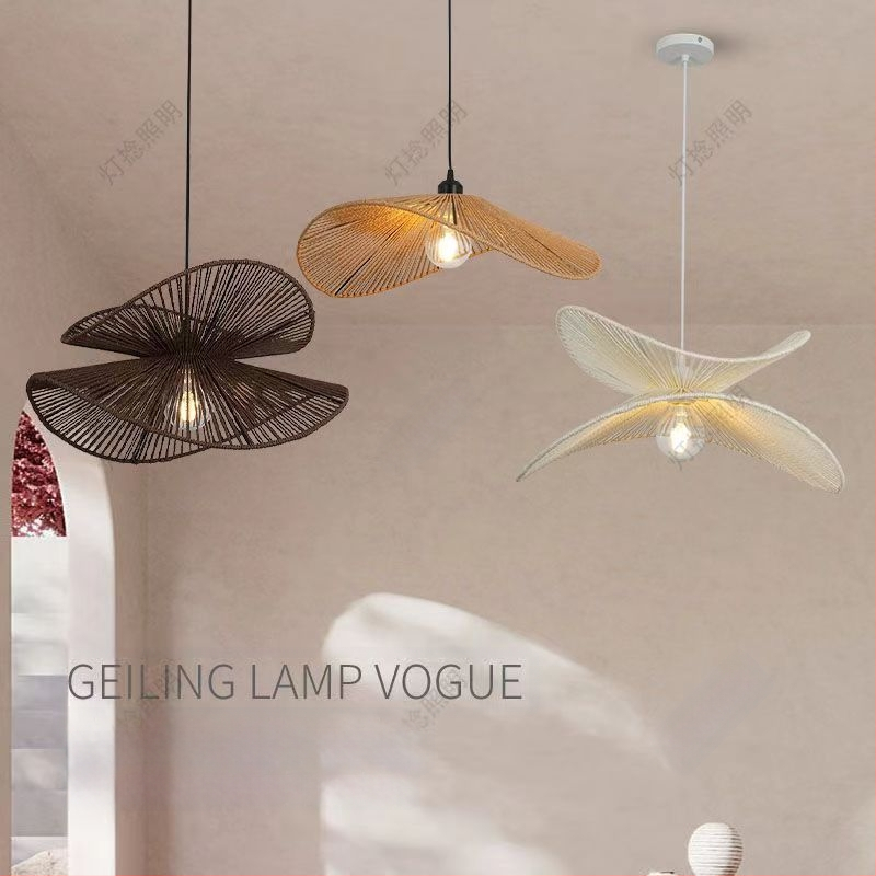 Κρεμαστός πολυέλαιας με καλώδιο – LED φωτισμός, σιδερένιο σώμα, 220V, μία κεφαλή, σκοινί ως φωτιστικό κάλυμμα