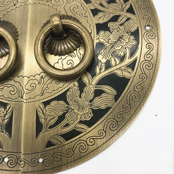 Λαβή πόρτας ντουλάπας από χαλκό, κυκλική, κινεζικού αρχαϊκού στυλ, εμπνευσμένη από τις δυναστείες Ming–Qing