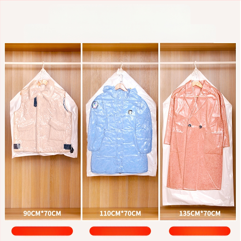 Pakabinama vakuuminė laikymo maišas namų naudojimui – pūkuotos striukės ir drabužiai, PA+PE, modelis SNGG001, be siurbimo