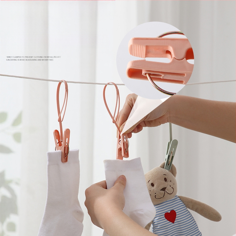 A2717 szárítóklipsz zoknikhoz és ruhákhoz – műanyag, szélálló, hordozható, 200 darabos csomag