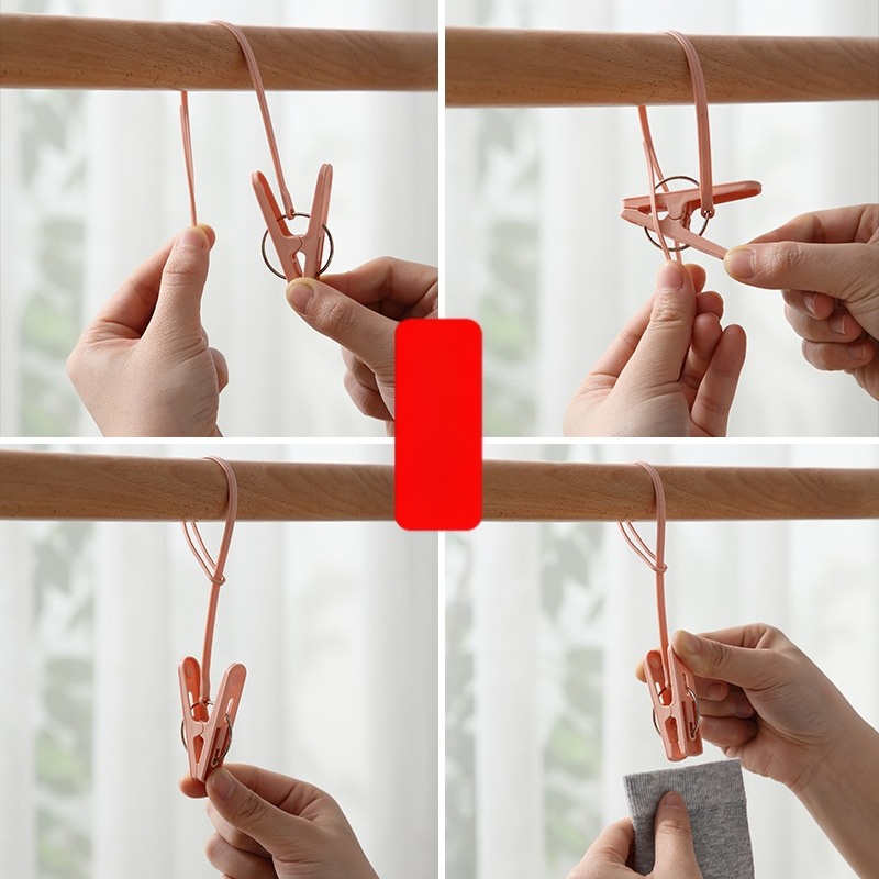 A2717 szárítóklipsz zoknikhoz és ruhákhoz – műanyag, szélálló, hordozható, 200 darabos csomag