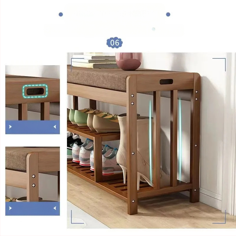 Πάγκος αλλαγής παπουτσιών εισόδου με χώρο αποθήκευσης — μπαμπού, μάρκα Yongjue, μοντέλο Shoe Changing Stool, κωδικός 453425