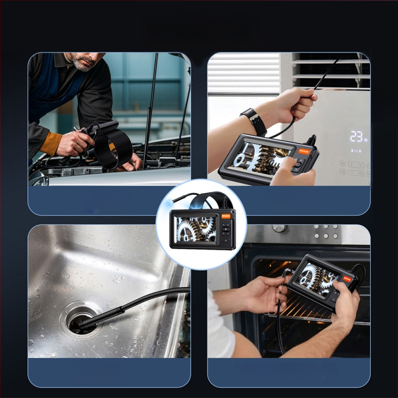 Βιομηχανικό ενδοσκόπιο με οθόνη — 8 mm φακός, HD οθόνη, επιθεώρηση αυτοκινήτων και σωληνώσεων