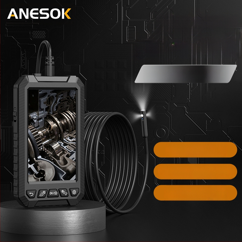 Pārvadājamais rūpnieciskais endoskops ar ekrānu klimatizācijas cauruļu pārbaudei — zondes diametrs 8 mm, darba garums 1000 mm, skatīšanās leņķis 178°, LED apgaismojums, 200w pikseļi