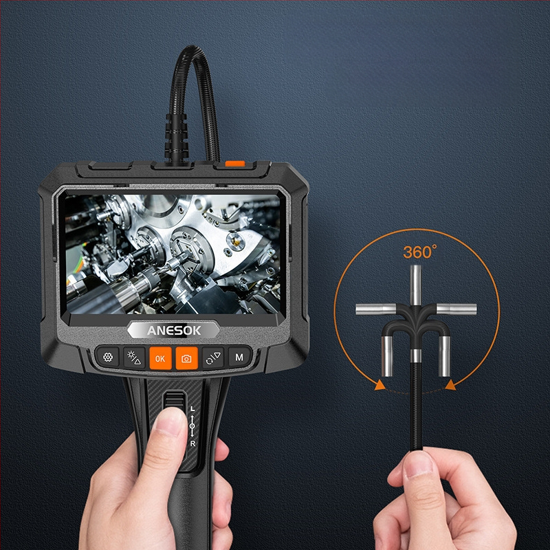 Ručni industrijski endoskop za inspekciju cijevi s 360° okretom, HD slika, IP67 vodootporan, IPS zaslon