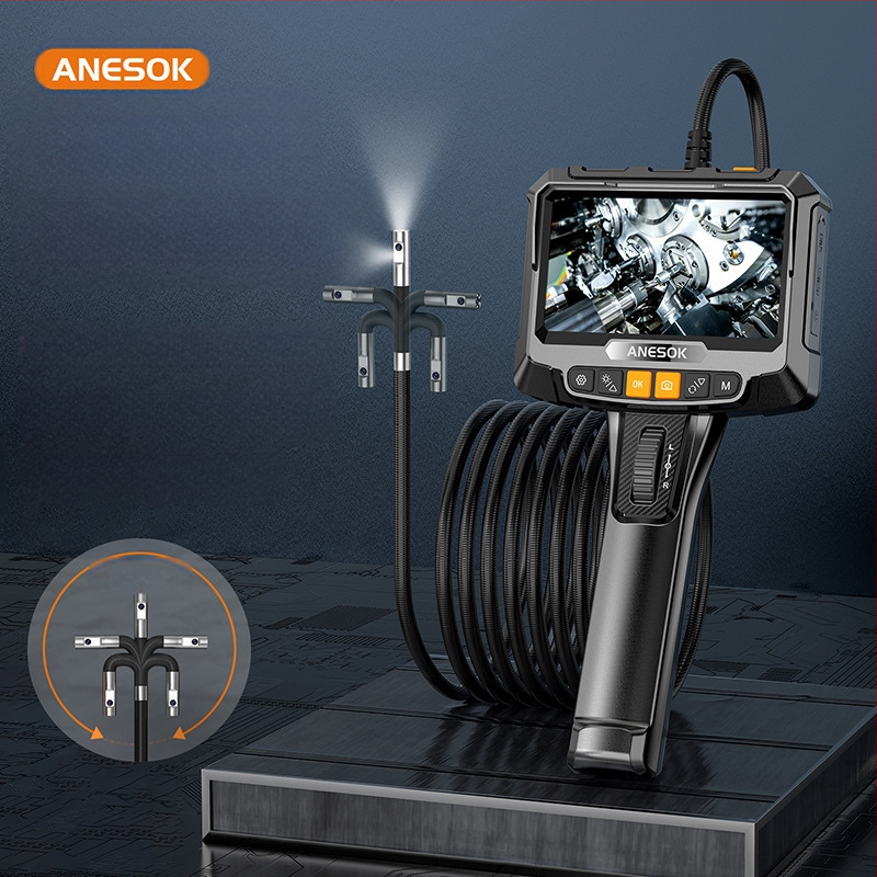 Ručni industrijski endoskop za inspekciju cijevi s 360° okretom, HD slika, IP67 vodootporan, IPS zaslon