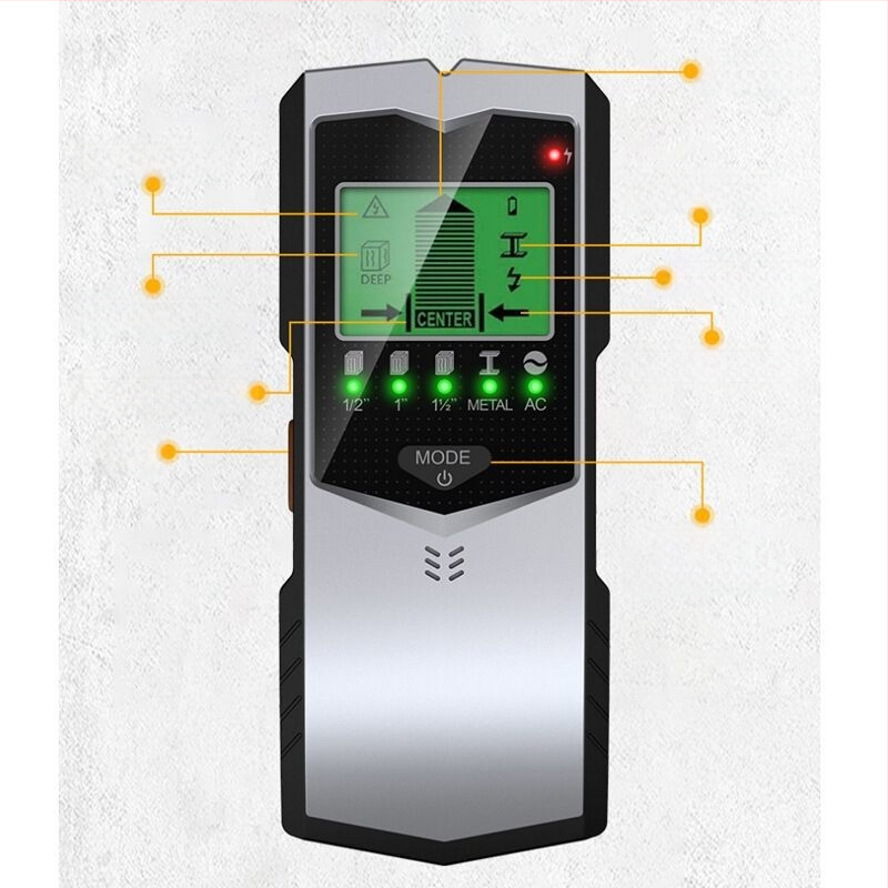 Ανιχνευτής τοίχων 5-σε-1, μοντέλο SH 401, εύρος μέτρησης 0–60 mm, 60 mm άκρη, φορητός