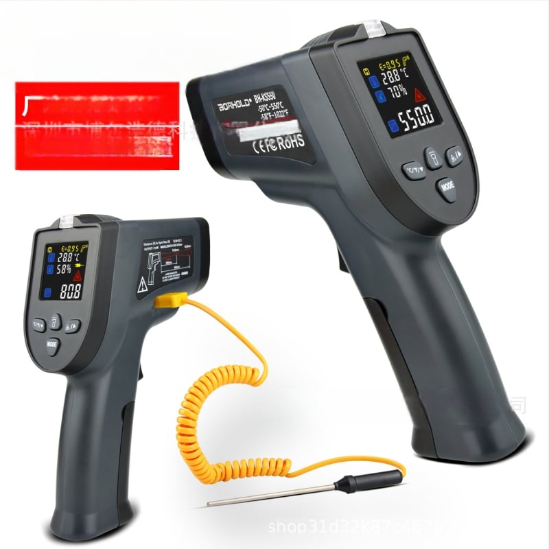 Υπέρυθρο θερμόμετρο με θερμοζεύγος τύπου Κ, φορητό, LCD οθόνη, μπαταρία 9V, χρόνος απόκρισης 500 ms