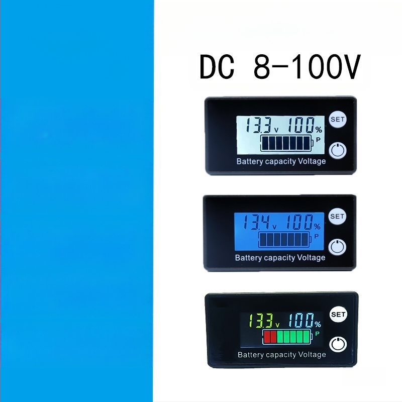 LCD voltmetras 8–100V su skaitmeniniu ekranu, įtampos ir talpos stebėjimas ličio jonų ir švino rūgšties baterijoms