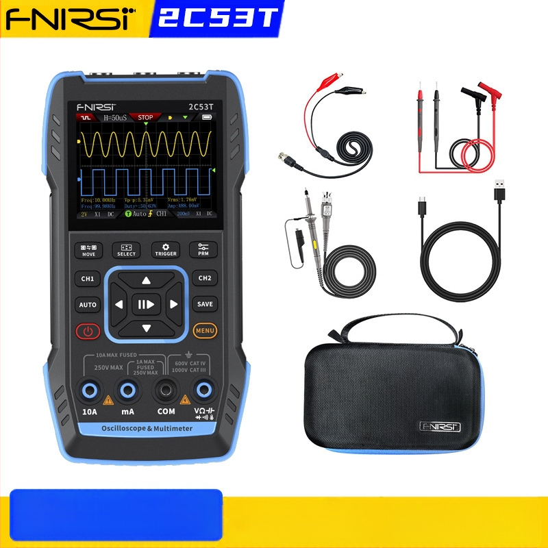 FNIRSI 2C53T διπλού καναλιού ψηφιακός παλμογράφος 50 MHz 0.25 GS/s