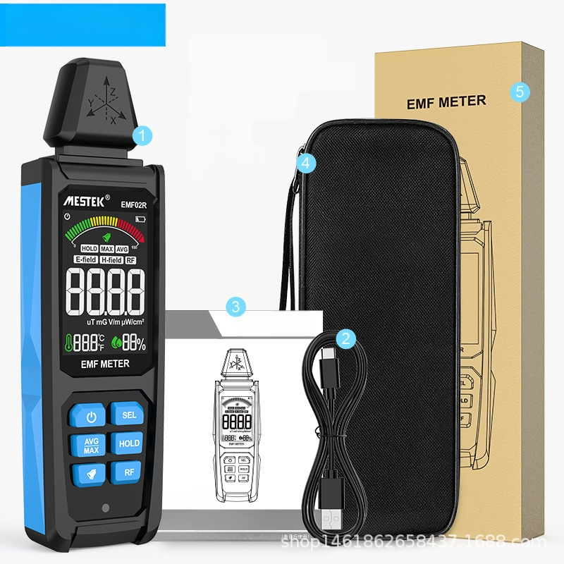 MESTEK EMF02R Електромагнитен детектор за високочестотни полета, домашна употреба, тегло 0,2 кг