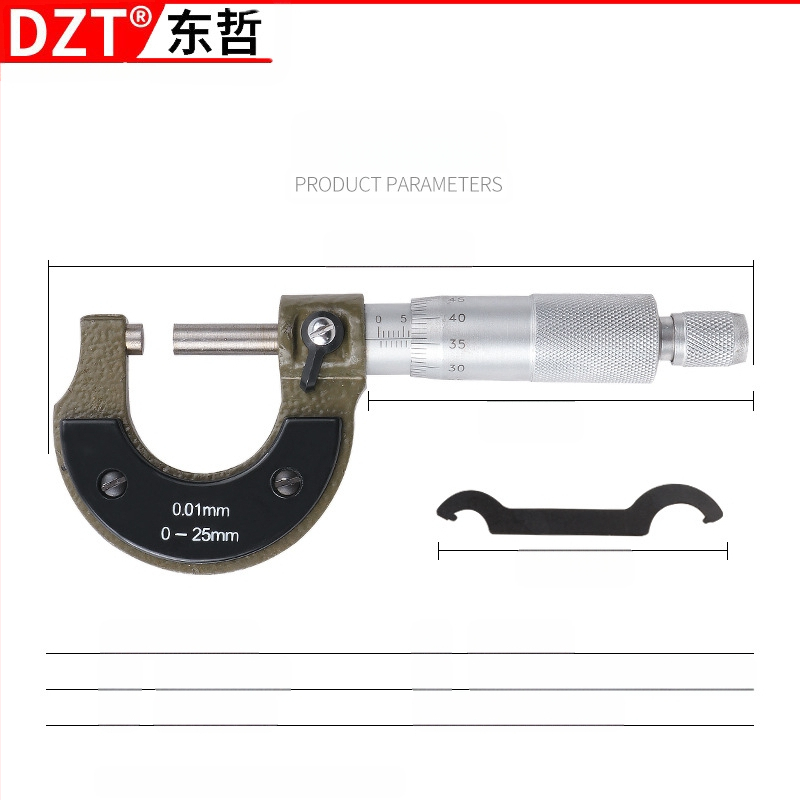 MFTOOLS Μικρομέτρο 0-25 mm με κάρτα μικρομέτρου και βερνιέρ καλιμπράρ