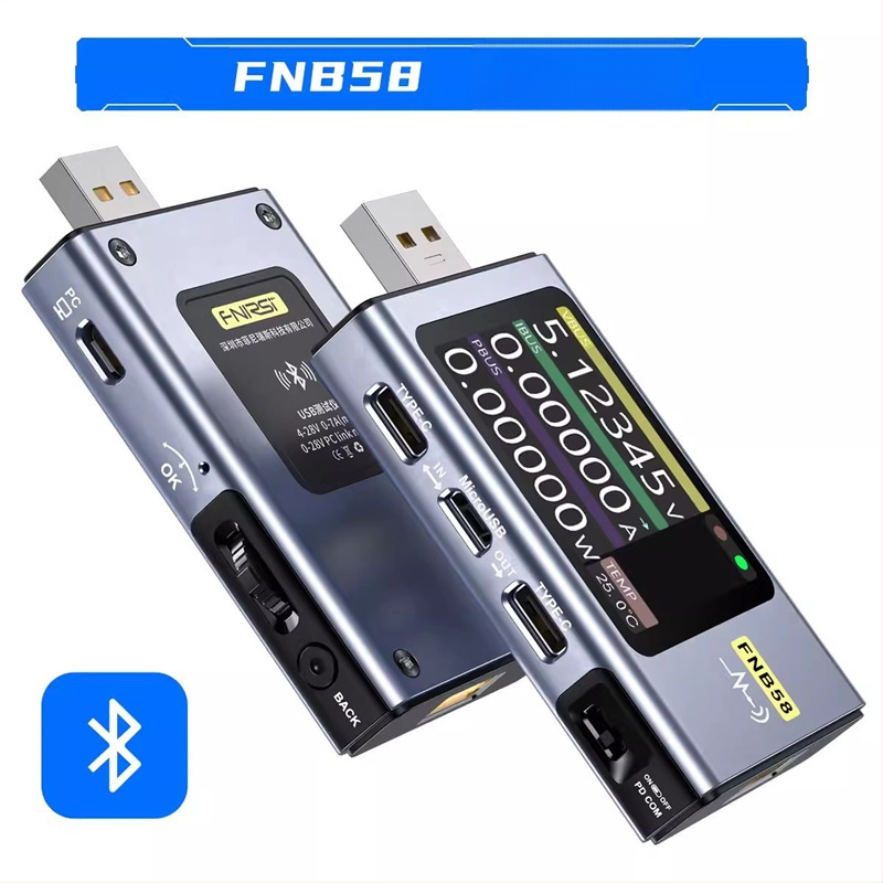 Type-C daugiafunkcinis greito įkrovimo testeris FNIRSI-FNB58, USB įtampos ir srovės matuoklis, QC/PD palaikymas