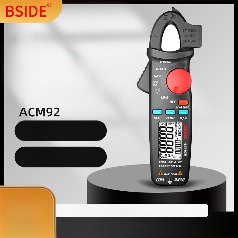 BSIDE ACM92 Дигитален клещов измервател за AC/DC, 100 A, 600 V, 6000 Ω