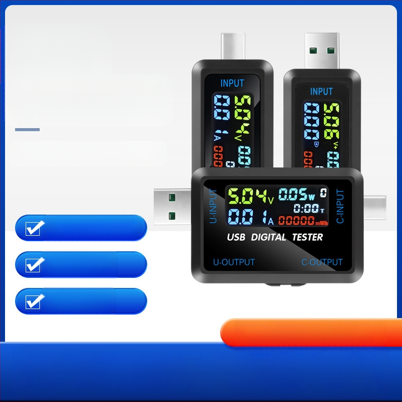 USB įtampos ir srovės matuoklis su skaitmeniniu ekranu, talpos testeris ir išorinis maitinimo detektorius (Įėjimo įtampa: 4.5–36 V; Aplinkos temperatūra: 10–60 °C; Svoris: 19.8 g)