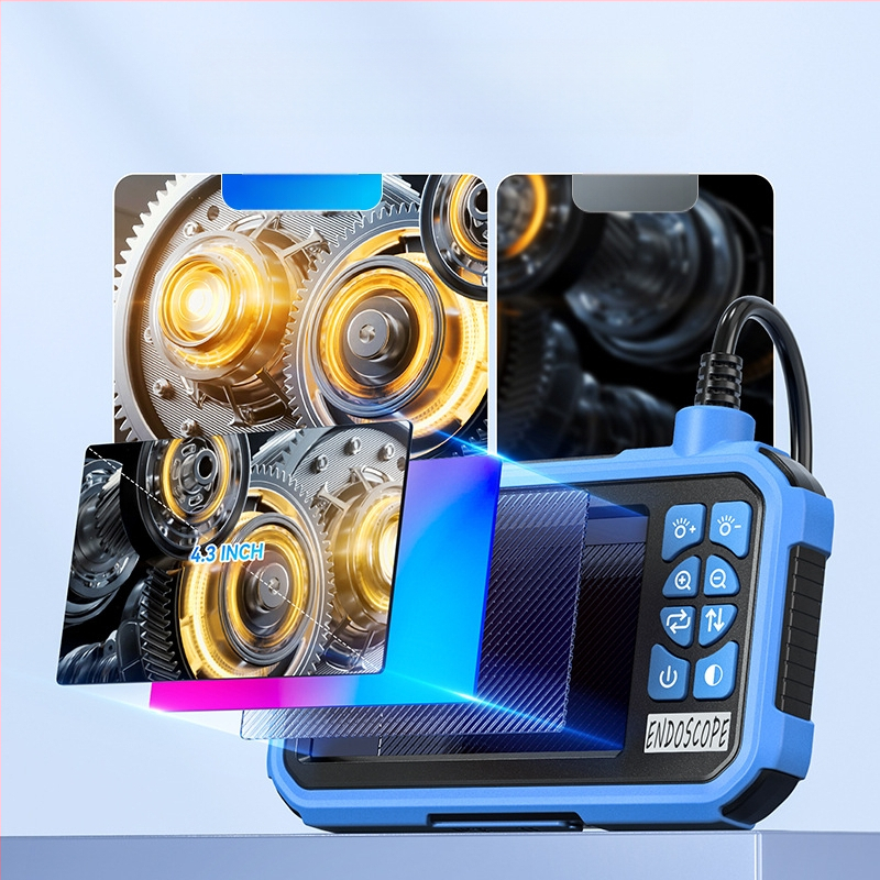 Kézben tartható ipari endoszkóp kijelzővel, IP67 vízálló, 1080p felbontás, 8,5 mm sondaátmérő, modell P008, 8 LED megvilágítás