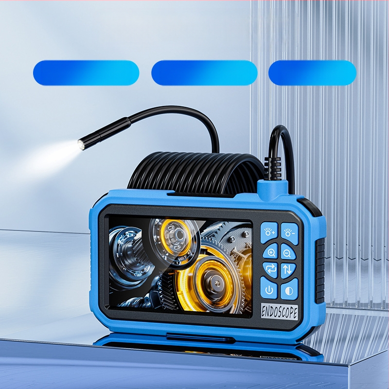 Kézben tartható ipari endoszkóp kijelzővel, IP67 vízálló, 1080p felbontás, 8,5 mm sondaátmérő, modell P008, 8 LED megvilágítás