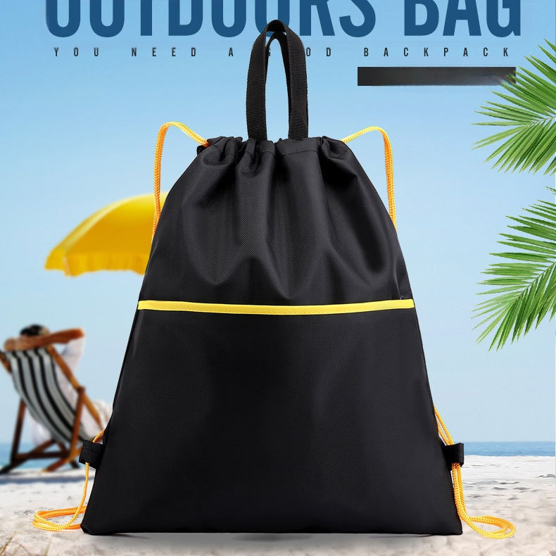 Αδιάβροχη πολυεστερική σακίδα με κορδόνι και τσέπη – εξωτερική αποθήκευση για γυμναστική, μάρκα Chichuan, προσαρμόσιμη